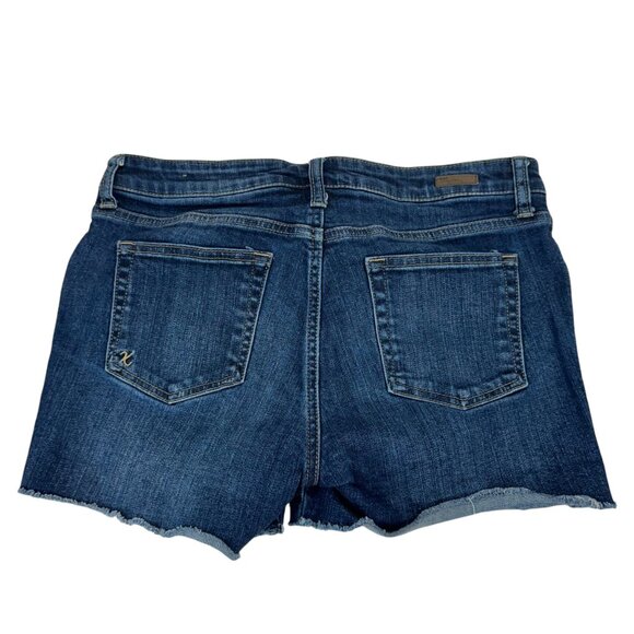 Kut From The Kloth Gidget Fray Hem Denim Shorts Women SZ 8 Blue Medium Wash - Picture 10 of 10